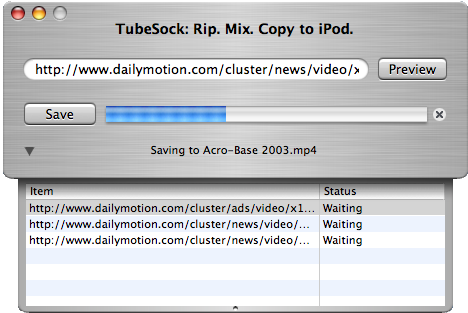 TubeSock's conversion queue